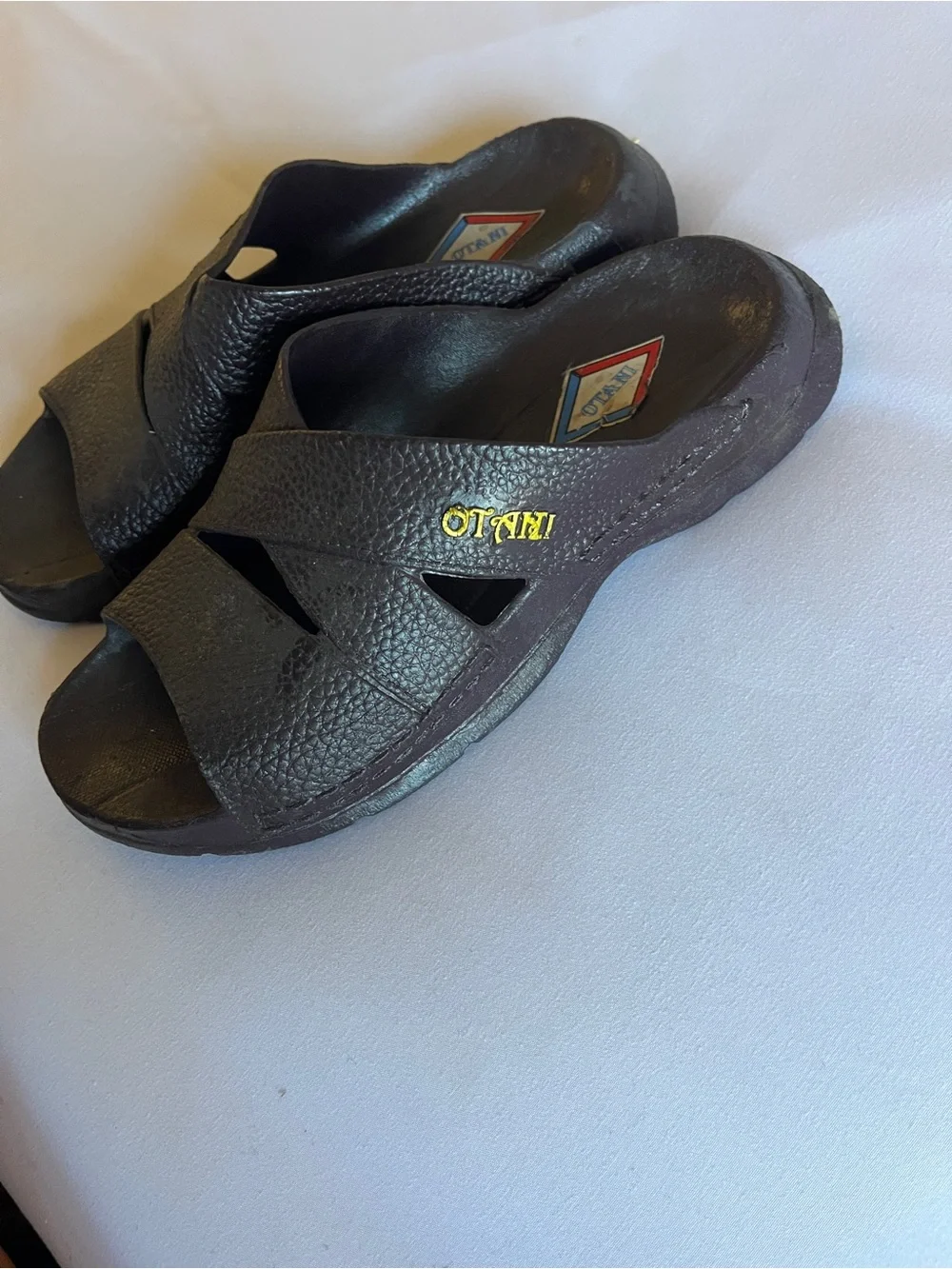 OTANI 505 Dark Brown Textured Slide Sandals Size M Made In Thailand Open Toe